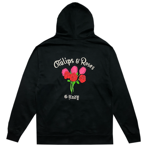 Tulips & Roses Black Zip Hoodie