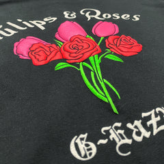 Tulips & Roses Black Zip Hoodie