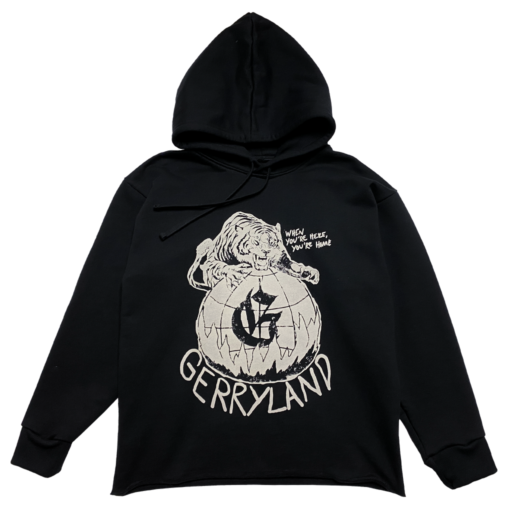 Graphic raw online cut hoodie