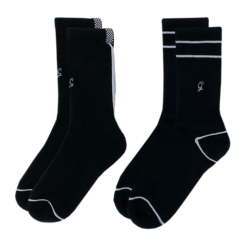 Gerald’s Essentials Thin & Vertical Striped Black Socks – 2 pack