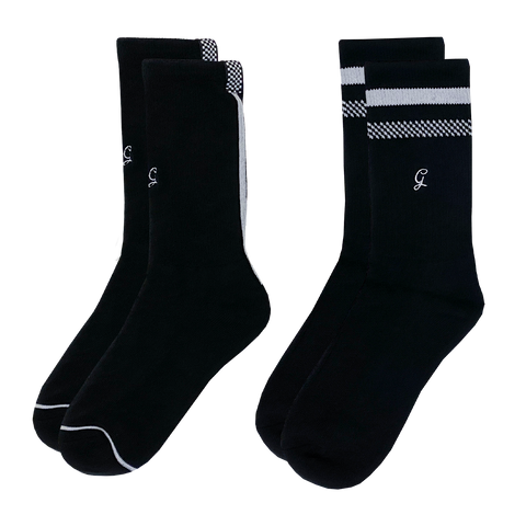 Gerald’s Essentials Thick & Vertical Striped Black Socks – 2 pack